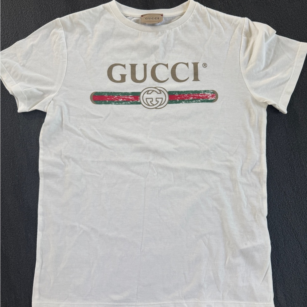 Gucci White Short Sleeve Tee with Iconic Logo